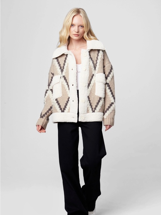 BlankNYC In The Cards Sweater Oversized Button Front Sherpa Sweater - Picture 2 of 13